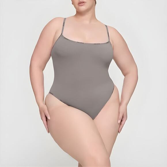 SKIMS Cotton Logo Bodysuit in Smoke Gray NWT Size 3X - Picture 1 of 9